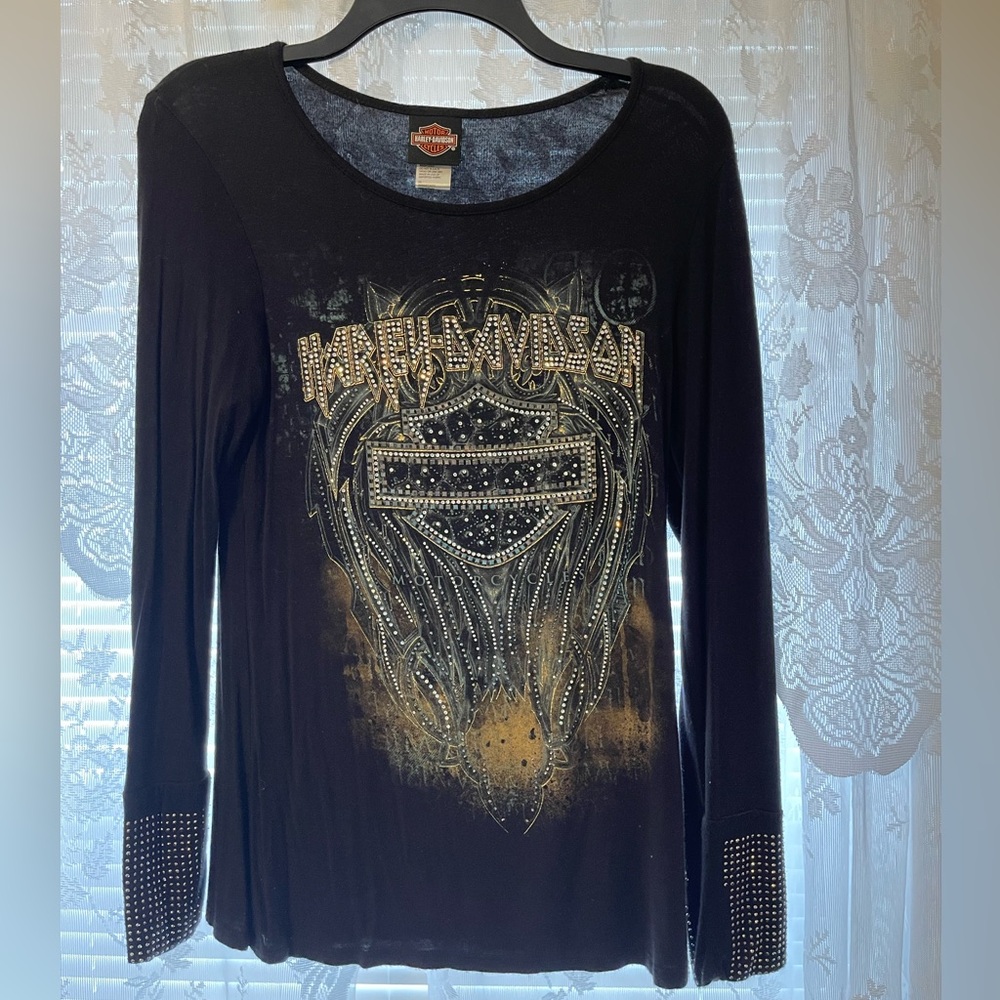 Harley-Davidson Black Long Sleeve Graphic Top